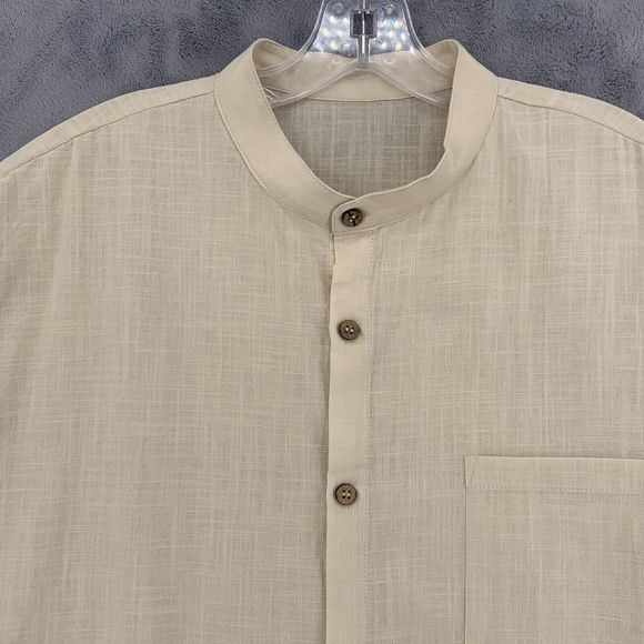 Fishpond Button Up Short Sleeve Cream Cotton Flax Short Sleeve Shirt Mens Large - Picture 6 of 12